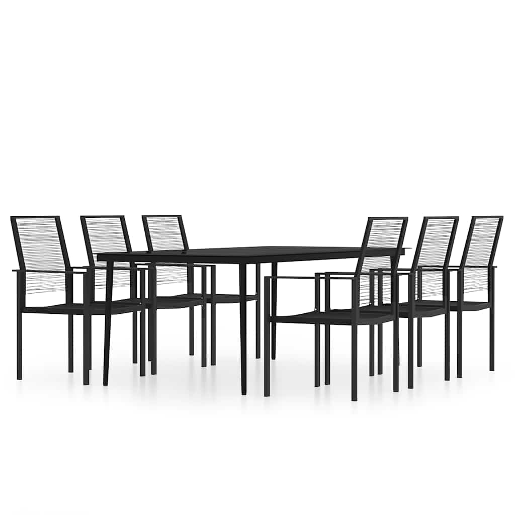 7-dijelni vrtni blagovaonski set crni Crna Dužina stola 200 cm