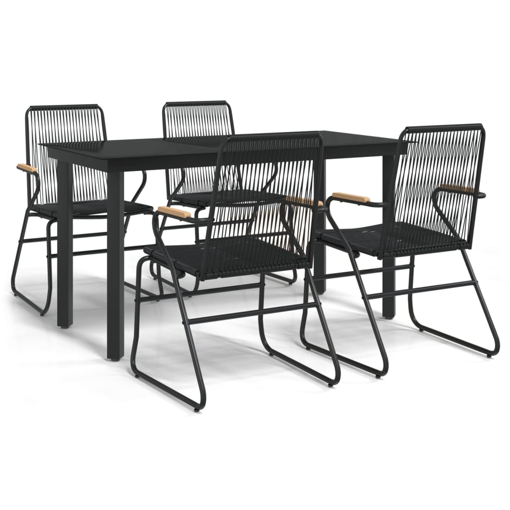 5-dijelni vrtni blagovaonski set od PVC ratana crni