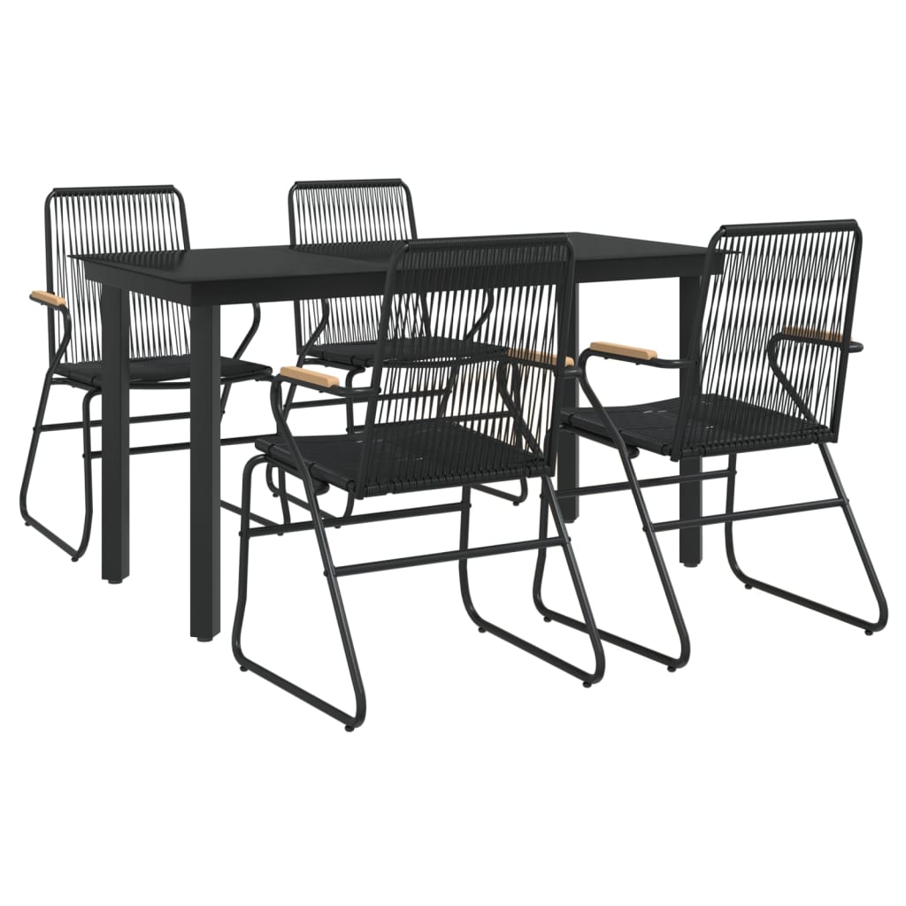 5-dijelni vrtni blagovaonski set od PVC ratana crni