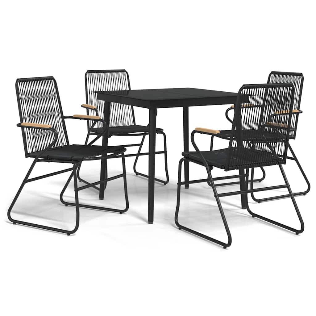 5-dijelni vrtni blagovaonski set od PVC ratana crni