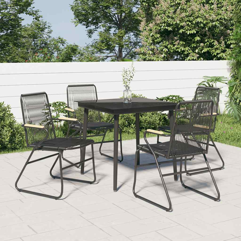 5-dijelni vrtni blagovaonski set od PVC ratana crni