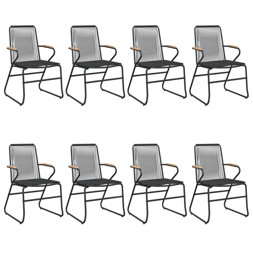 9-dijelni vrtni blagovaonski set od PVC ratana crni