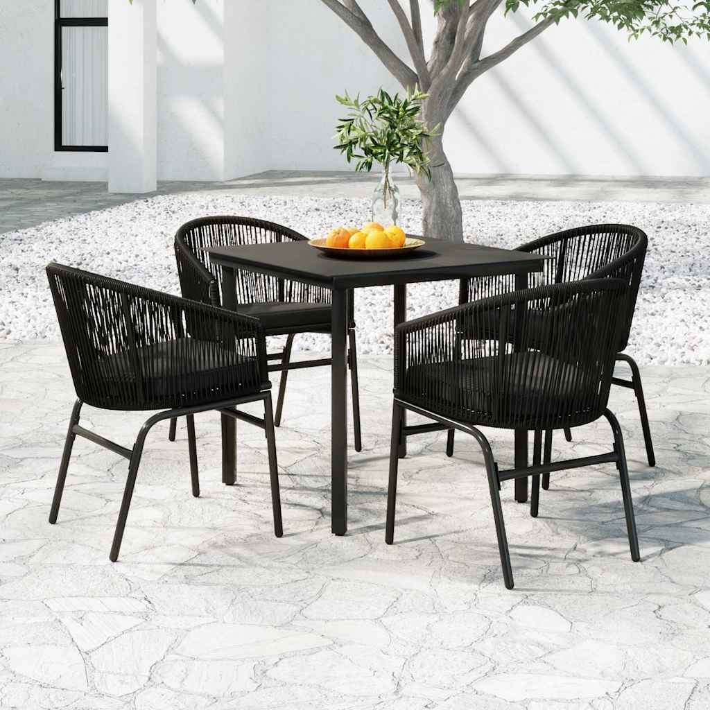5-dijelni vrtni blagovaonski set crni Crna Dužina stola 80 cm