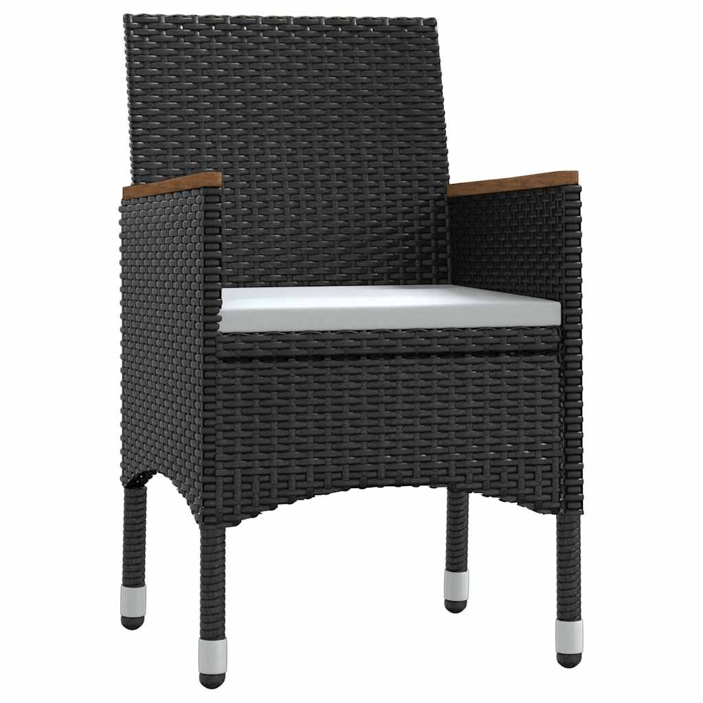 5-dijelni vrtni blagovaonski set s jastucima crni Crna Dužina stola 80 cm