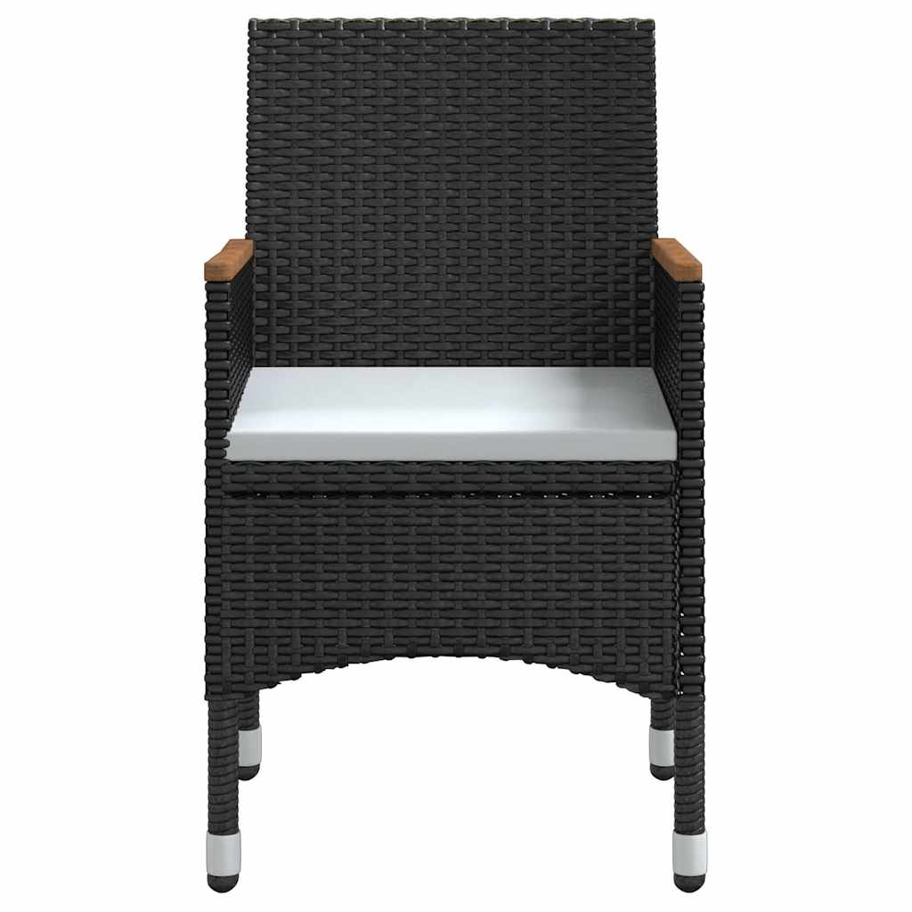 5-dijelni vrtni blagovaonski set s jastucima crni Crna Dužina stola 80 cm