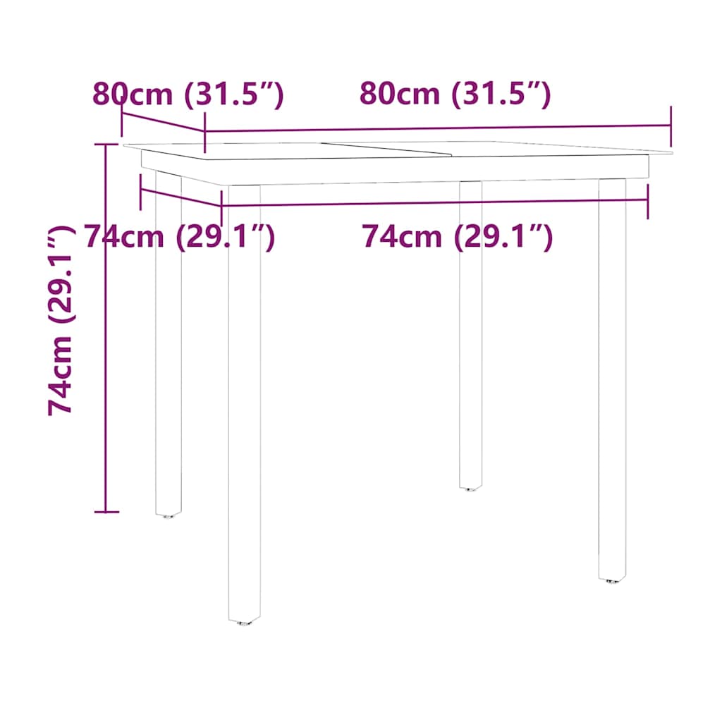 5-dijelni vrtni blagovaonski set s jastucima crni Crna Dužina stola 80 cm