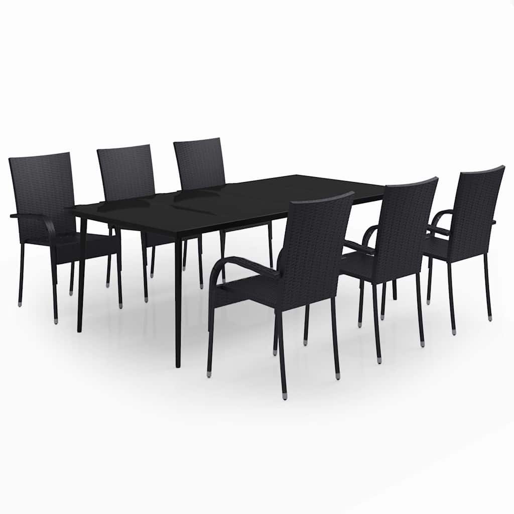 7-dijelni vrtni blagovaonski set crni