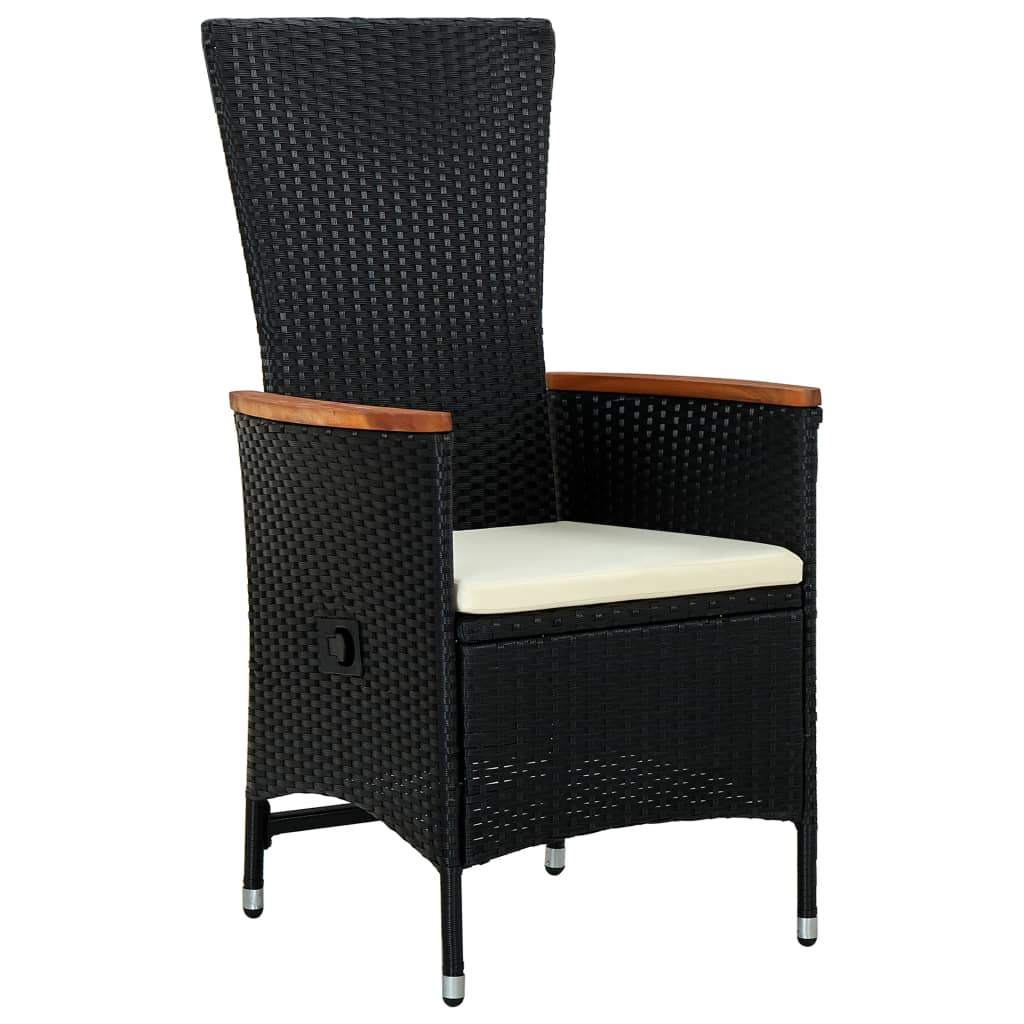 5-dijelni vrtni blagovaonski set s jastucima crni