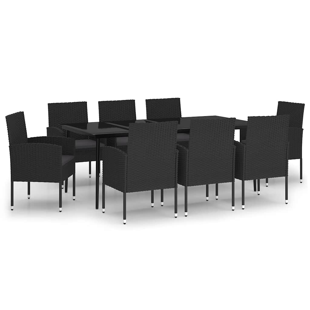 9-dijelni vrtni blagovaonski set crni