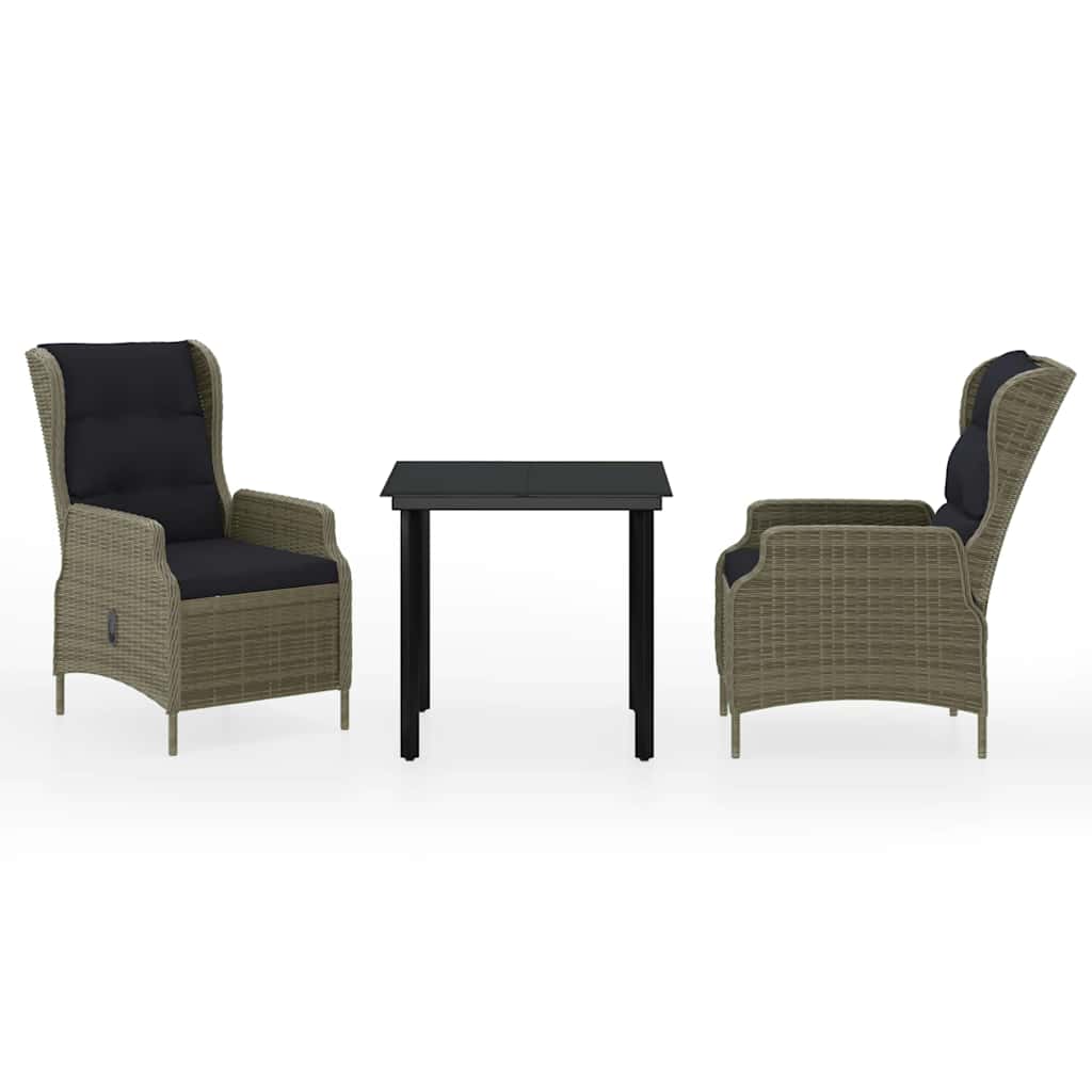 3-dijelni vrtni blagovaonski set smeđi Smeđa Dužina stola 80 cm