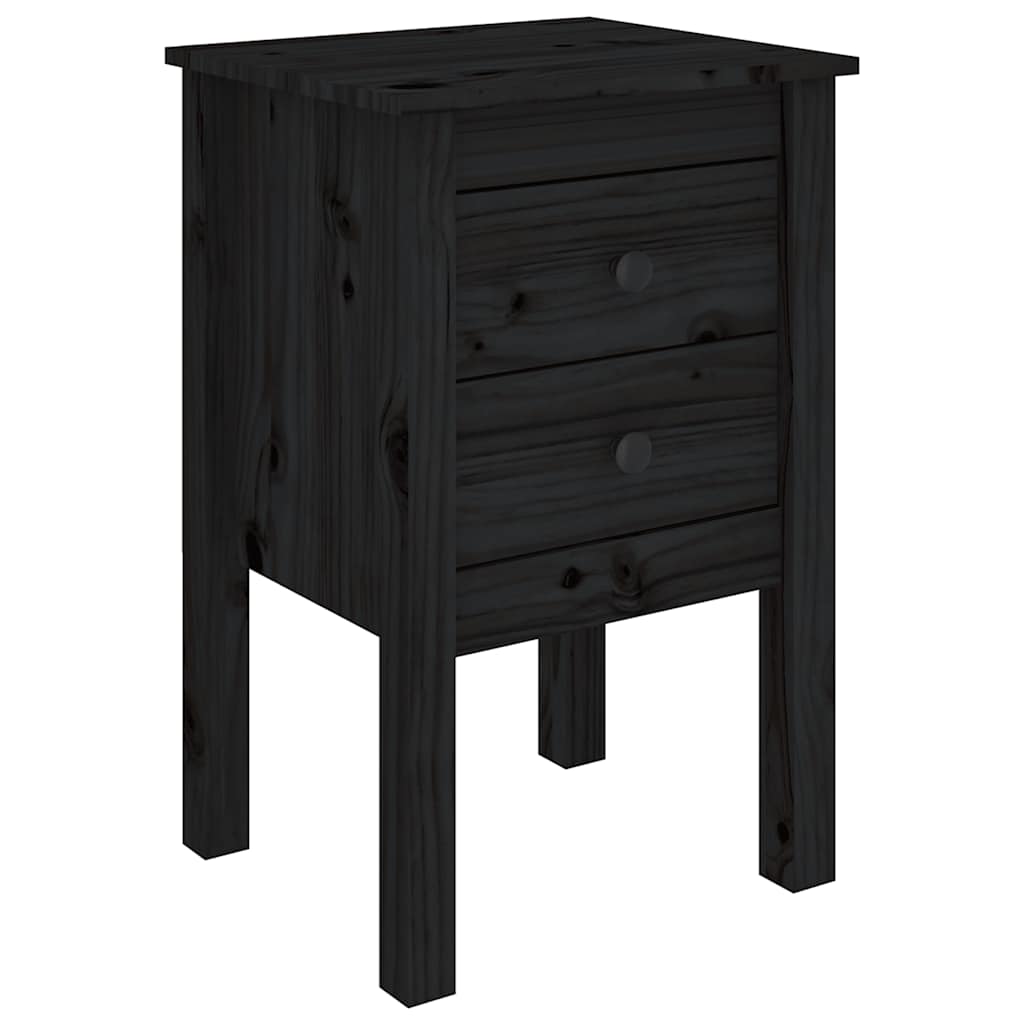 Noćni ormarići 2 kom Crno 40x35x61,5 cm od masivne borovine