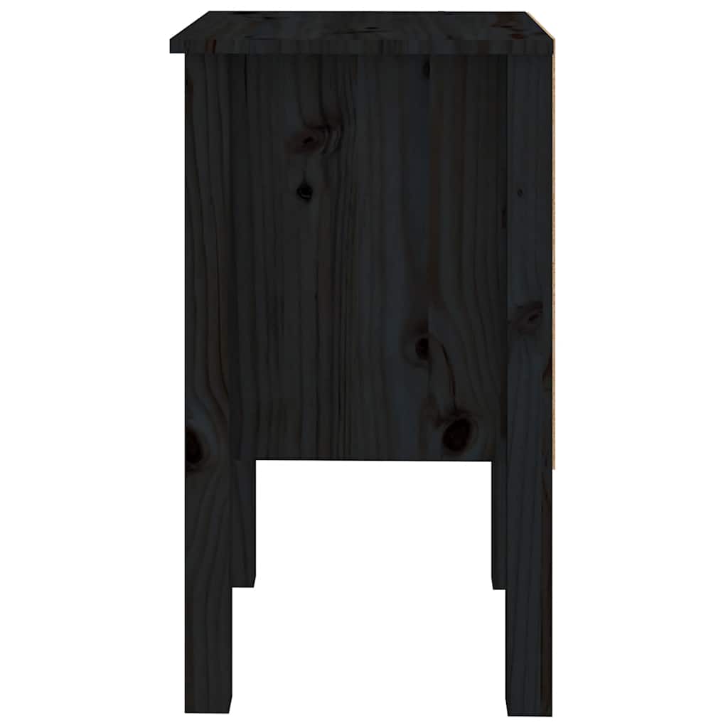 Noćni ormarići 2 kom Crno 40x35x61,5 cm od masivne borovine