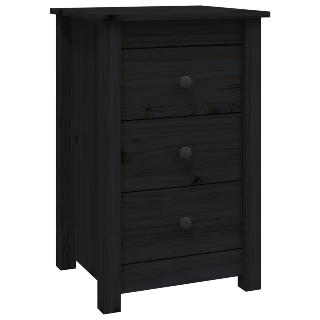 Noćni ormarići 2 kom Crno 40x35x61,5 cm od masivne borovine