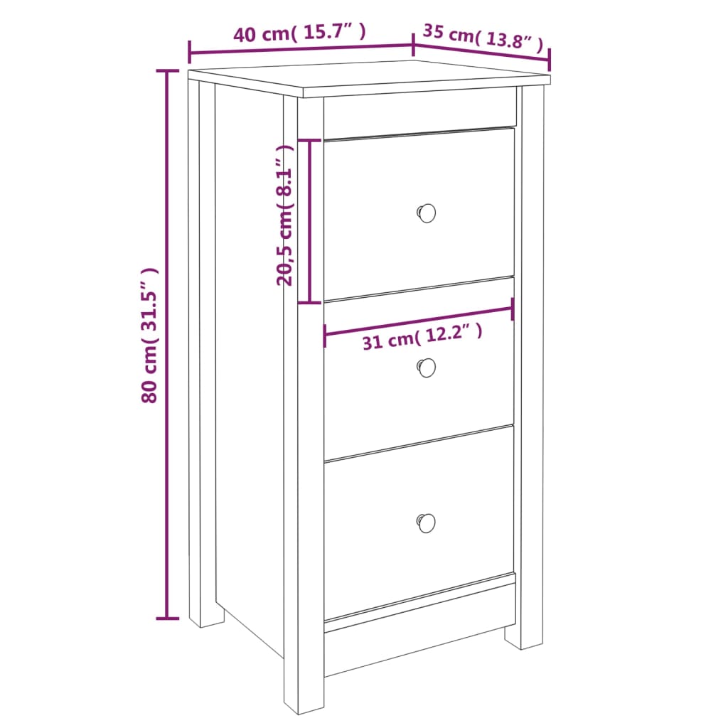 Komode 2 kom sive 40 x 35 x 80 cm od masivne borovine