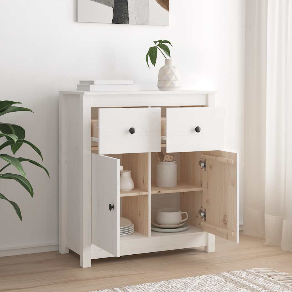 Komoda bijela 70 x 35 x 80 cm od masivne borovine