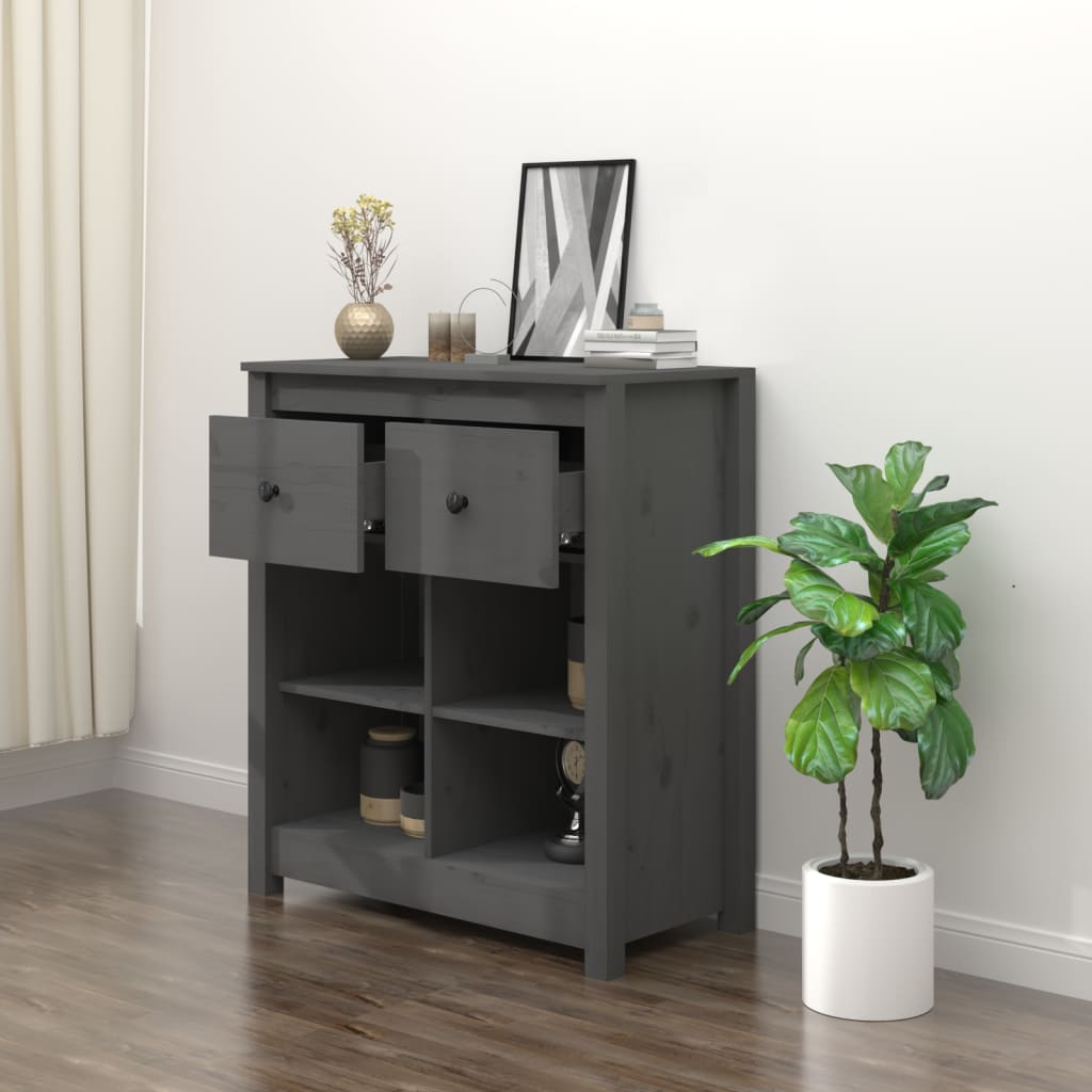 Komoda sivi 70 x 35 x 80 cm od masivne borovine