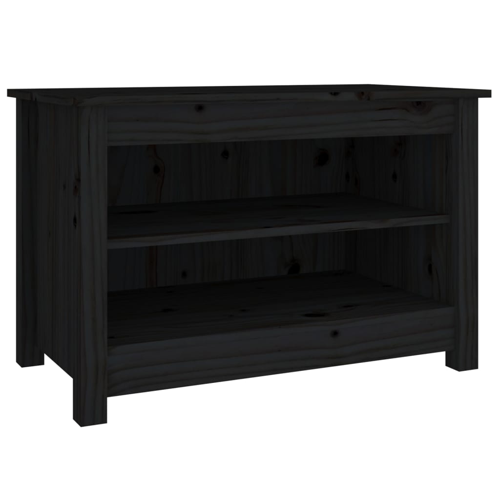 Klupa za cipele crna 70 x 38 x 45,5 cm od masivne borovine