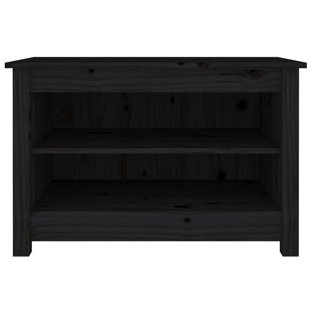 Klupa za cipele crna 70 x 38 x 45,5 cm od masivne borovine