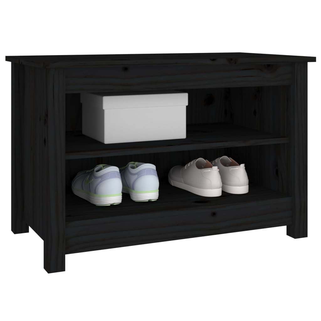 Klupa za cipele crna 70 x 38 x 45,5 cm od masivne borovine