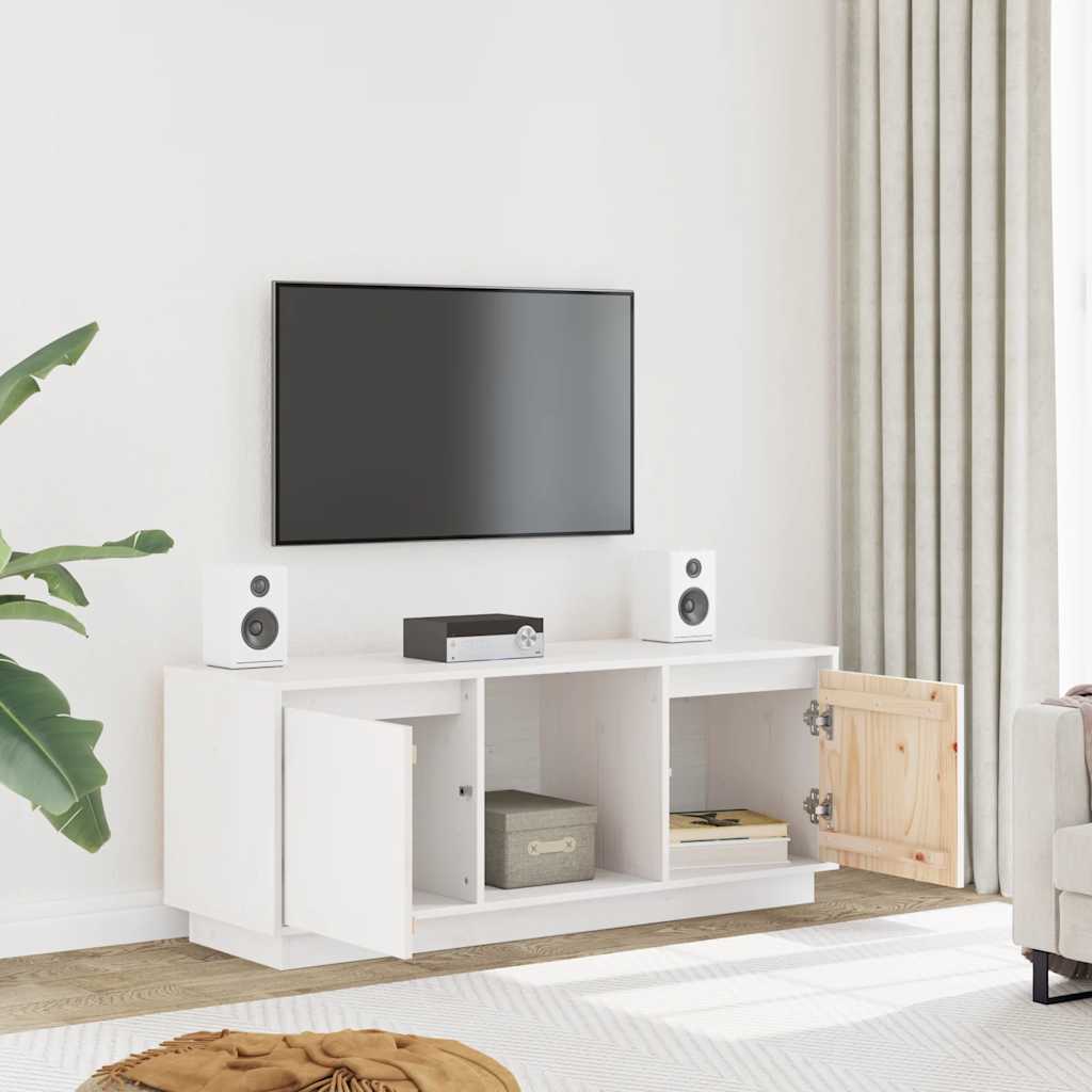 TV ormarić bijela 110,5 x 35 x 44 cm od masivne borovine