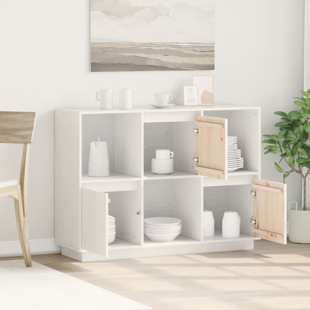 Komoda bijela 110,5x35x80 cm od masivne borovine