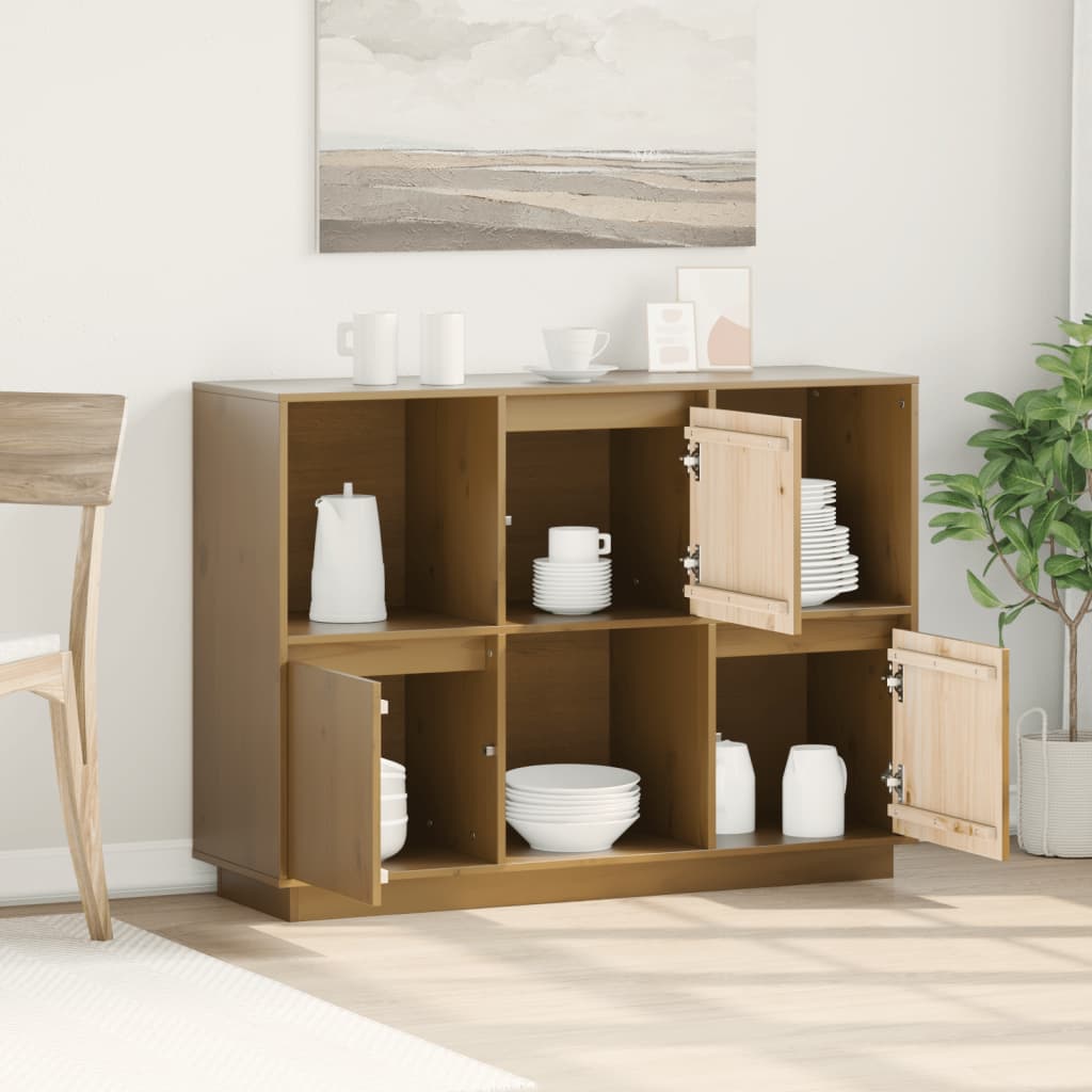 Komoda smeđa boja meda 110,5x35x80 cm od masivne borovine