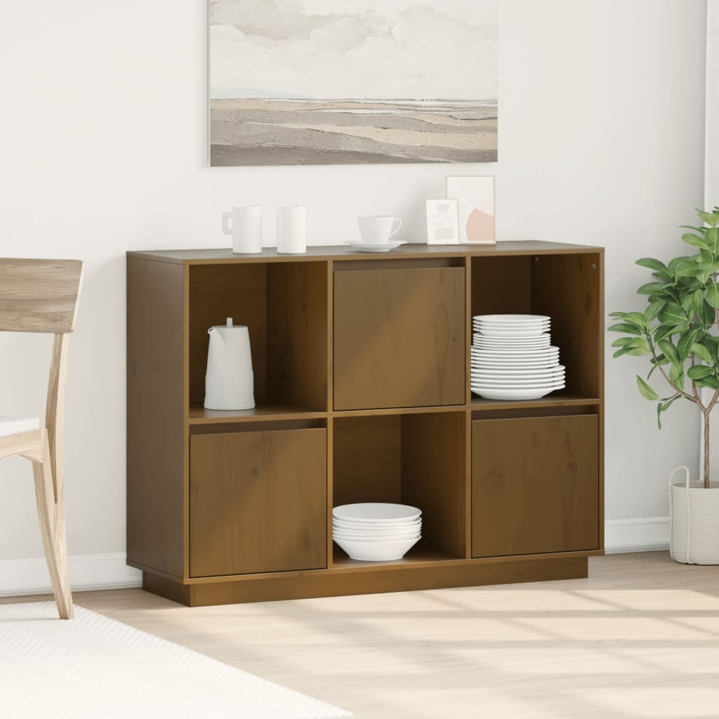 Komoda smeđa boja meda 110,5x35x80 cm od masivne borovine