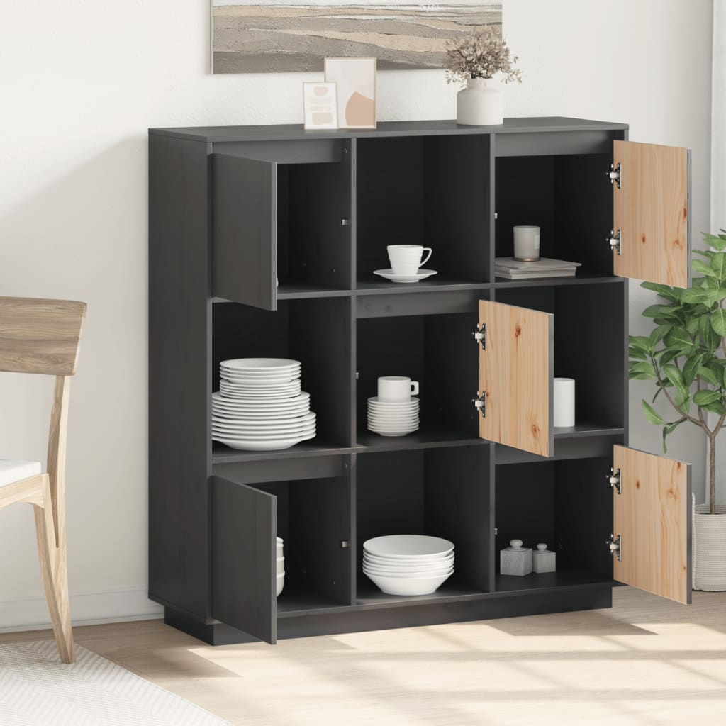 Visoka komoda siva 110,5x35x117 cm od masivne borovine