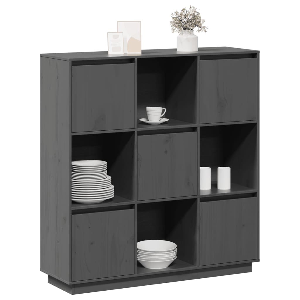 Visoka komoda siva 110,5x35x117 cm od masivne borovine