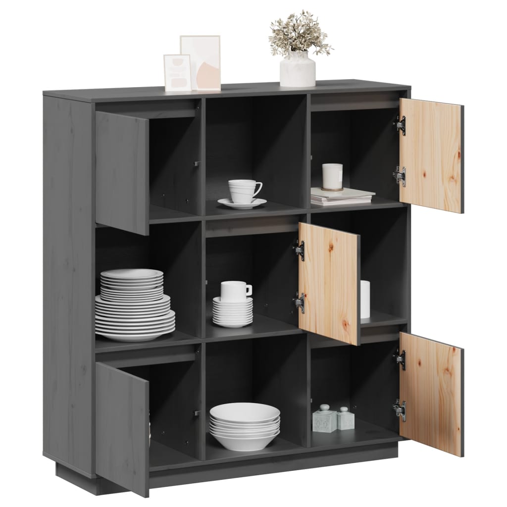 Visoka komoda siva 110,5x35x117 cm od masivne borovine