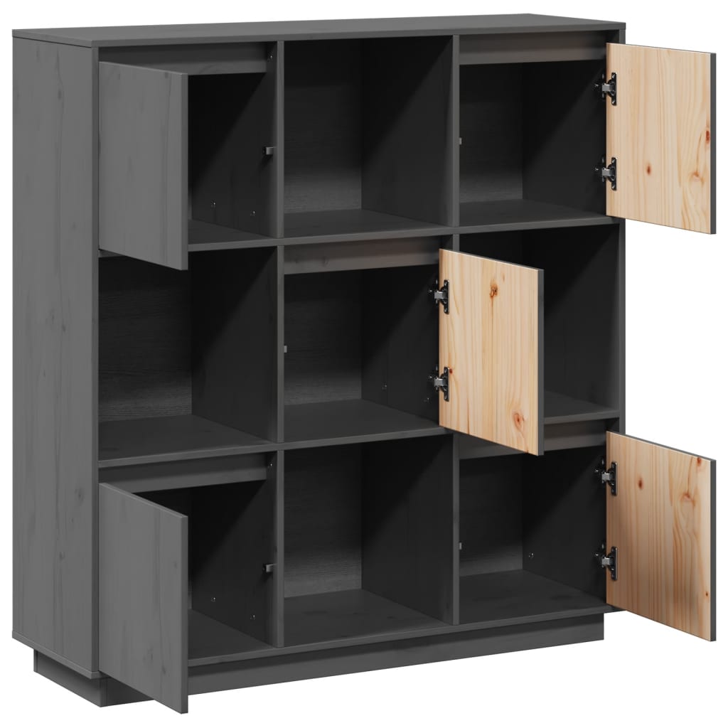 Visoka komoda siva 110,5x35x117 cm od masivne borovine