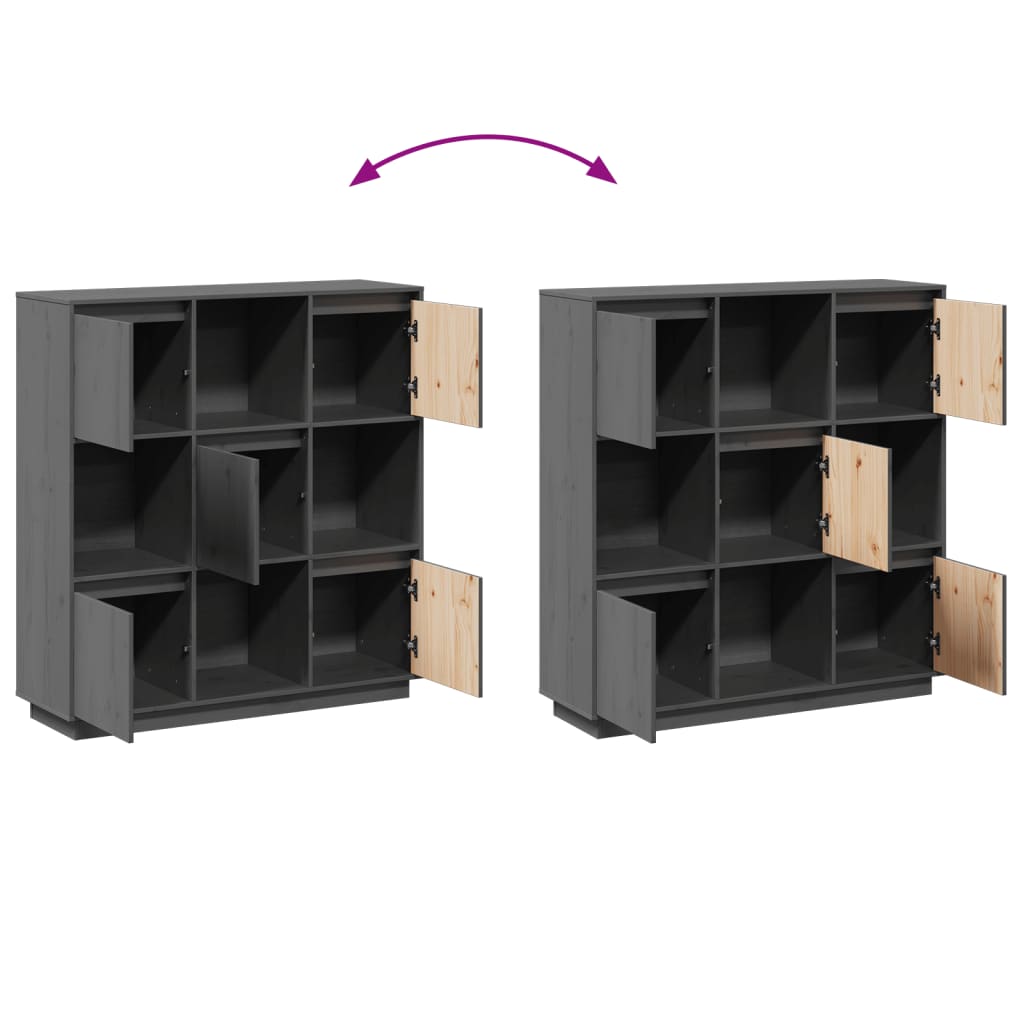Visoka komoda siva 110,5x35x117 cm od masivne borovine