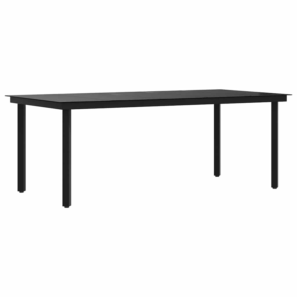 Vrtni blagovaonski stol crni 200 x 100 x 74 cm čelik i staklo
