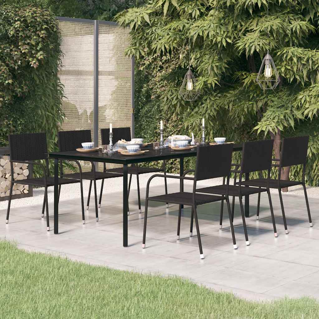Vrtni blagovaonski stol crni 200 x 100 x 74 cm čelik i staklo