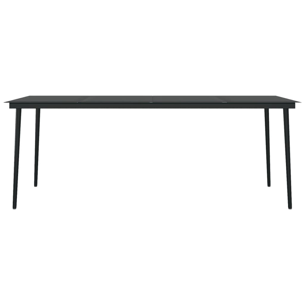 Vrtni blagovaonski stol crni 200 x 100 x 74 cm čelik i staklo