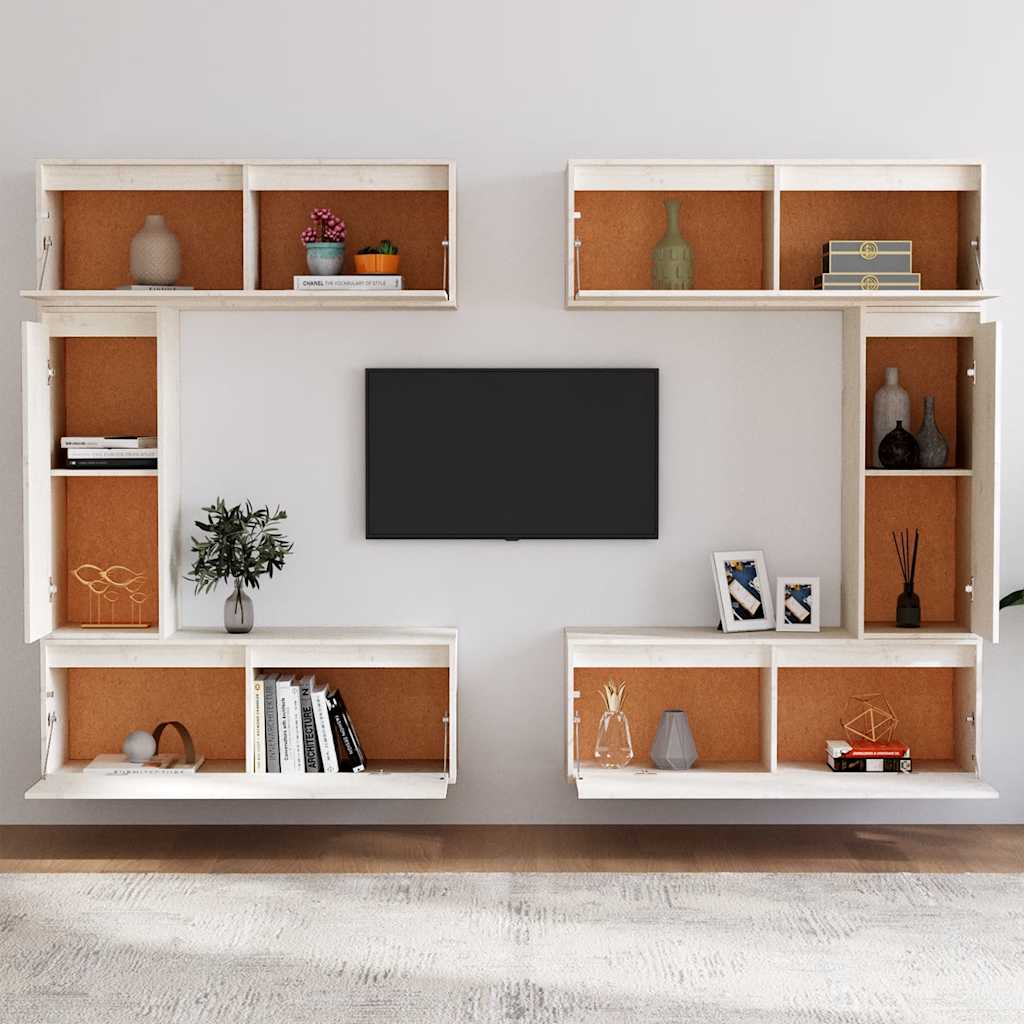 TV ormarići 6 kom bijeli od masivne borovine