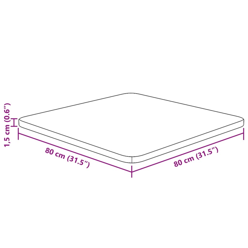 Četvrtasta stolna ploča tamnosmeđa 80x80x1,5 cm tretirani hrast