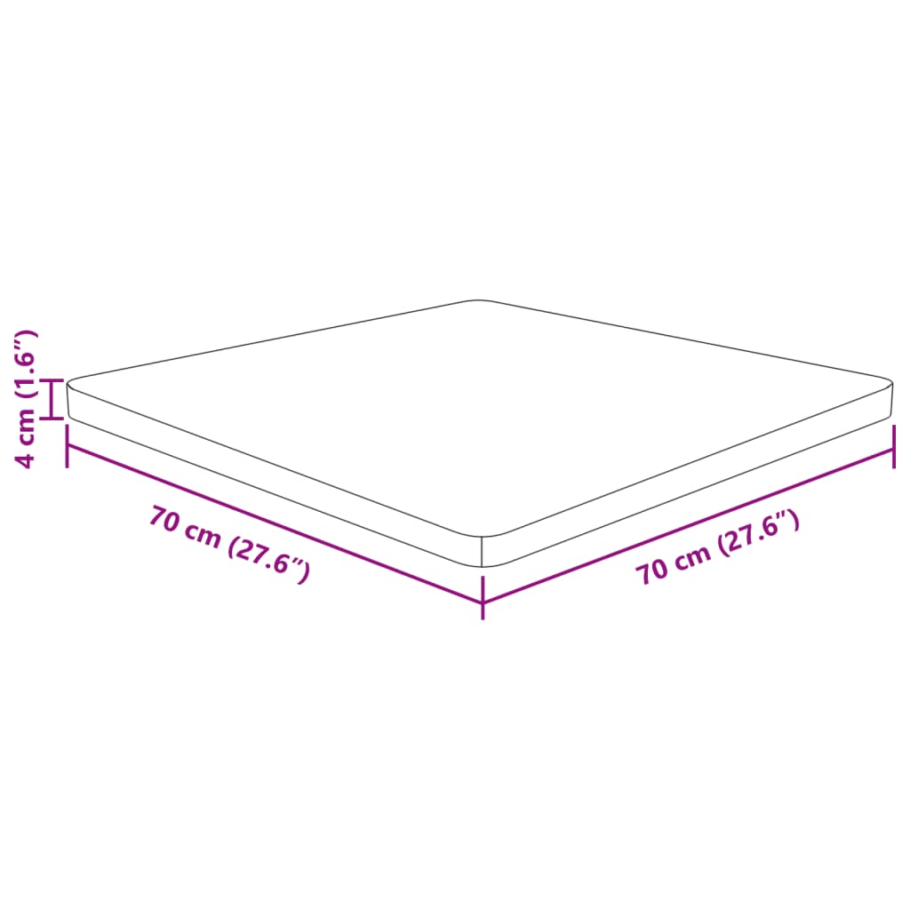 Četvrtasta stolna ploča smeđa 70x70x4 cm tretirana hrastovina