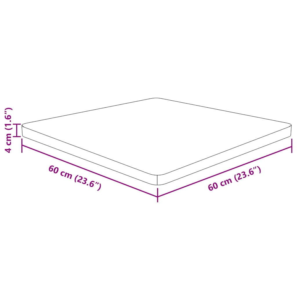 Četvrtasta stolna ploča tamnosmeđa 60x60x4 cm tretirani hrast