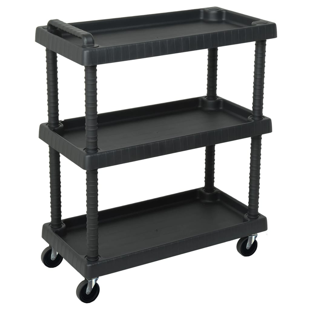 Radionička kolica za alat s 3 razine crna 75 x 37,5 x 92 cm PP