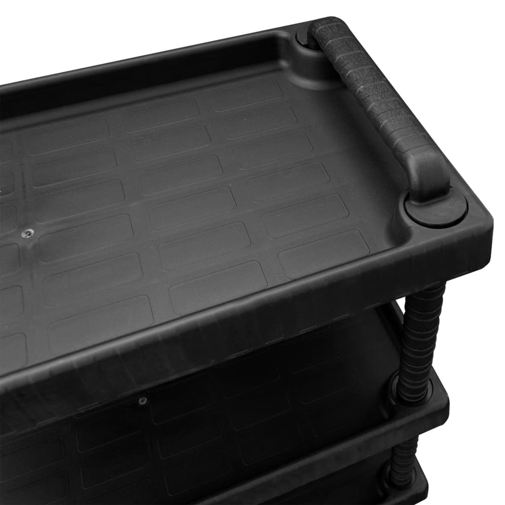 Radionička kolica za alat s 3 razine crna 75 x 37,5 x 92 cm PP
