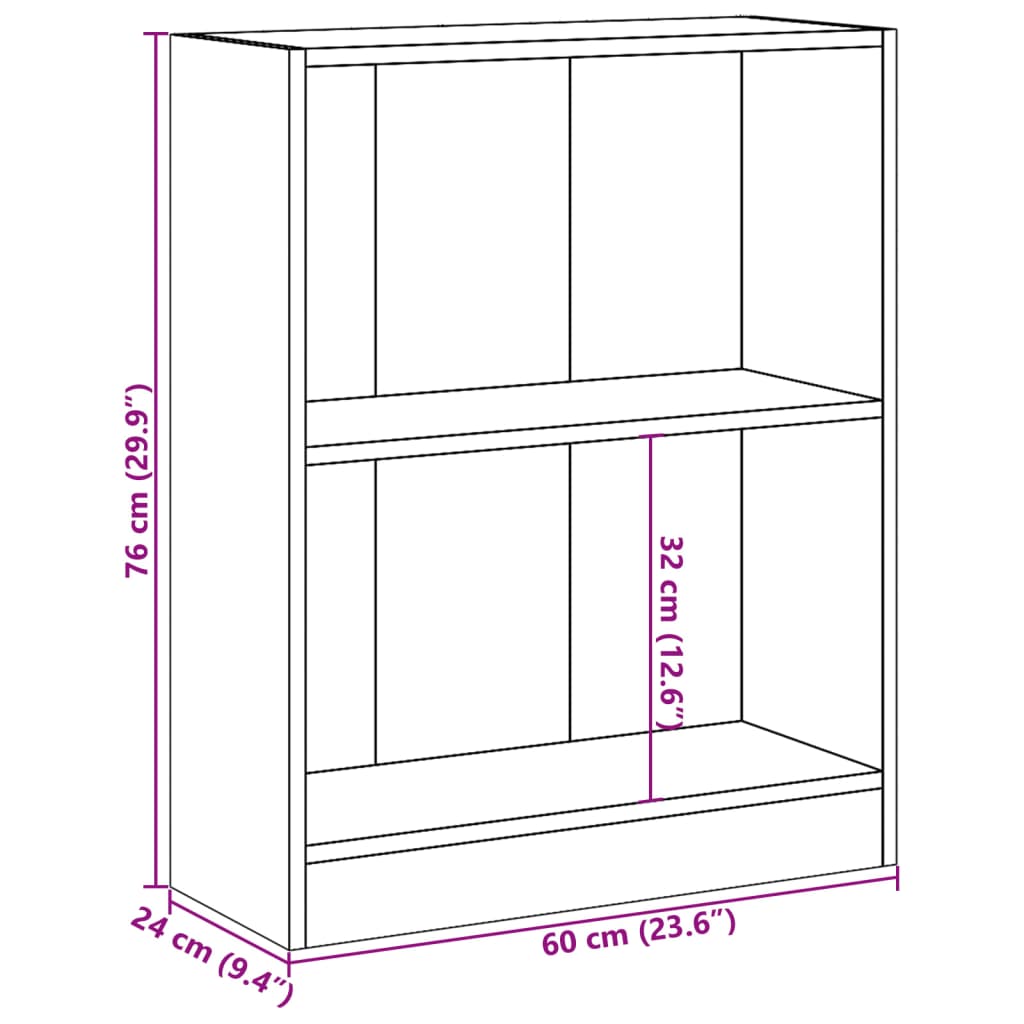 Polica za knjige sivi hrast 60x24x76 cm konstruirano drvo