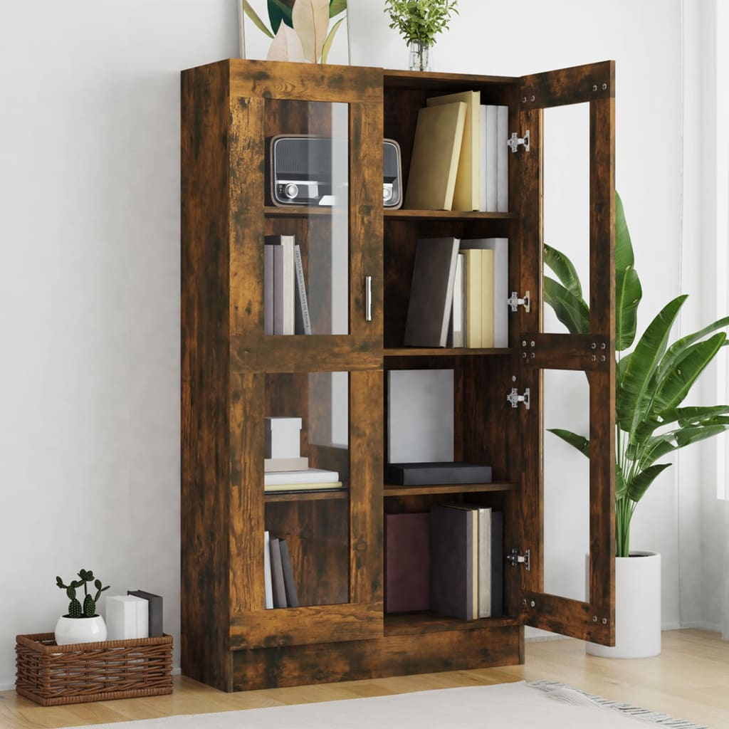 Vitrina boja dimljenog hrasta 82,5 x 30,5 x 185,5 cm drvena