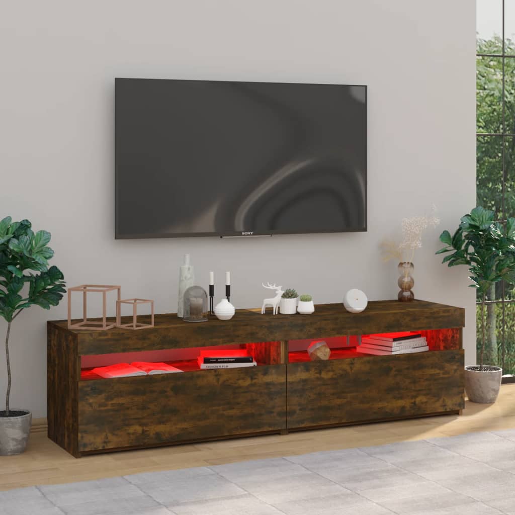 TV ormarić s LED svjetlima 2 kom boja hrasta 75 x 35 x 40 cm