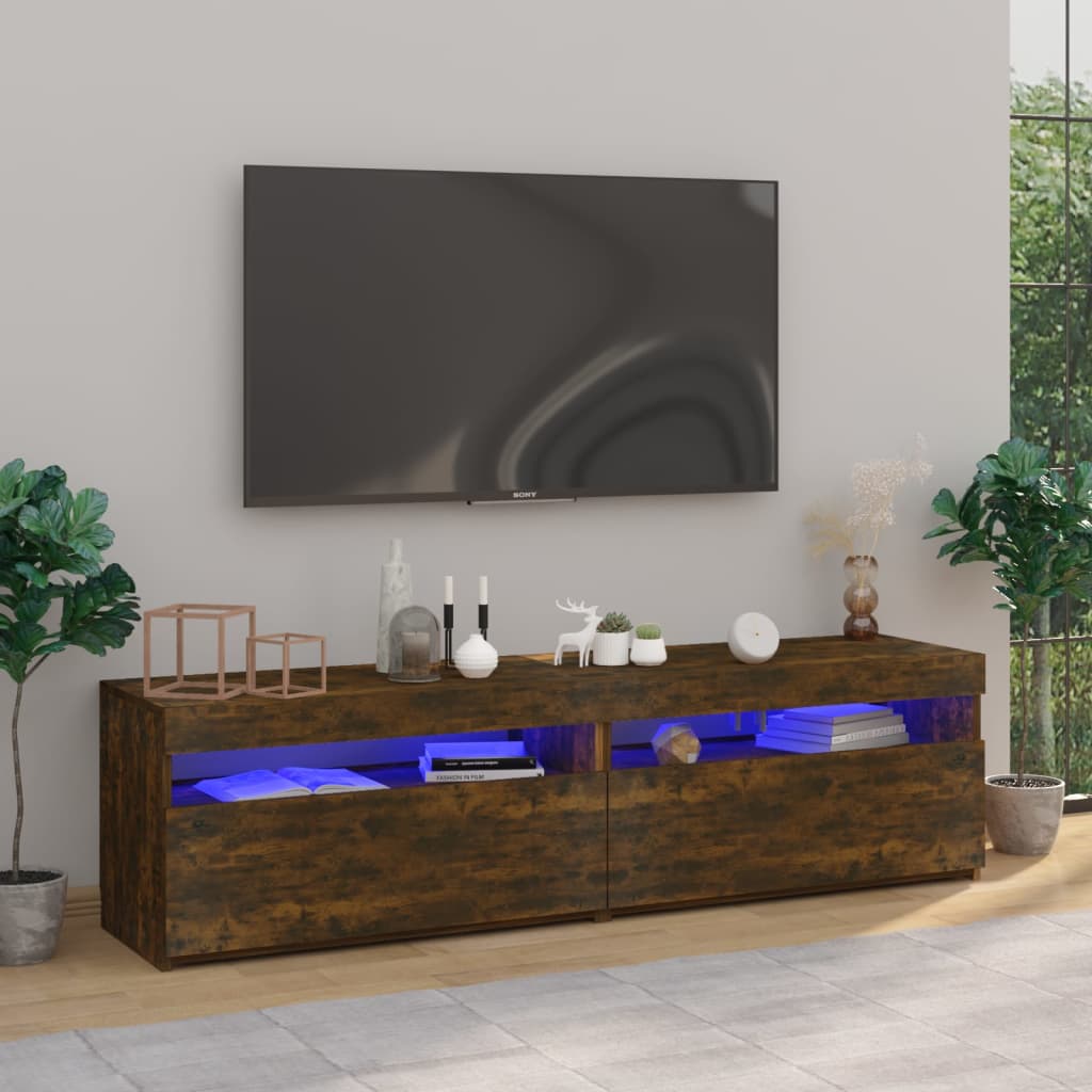 TV ormarić s LED svjetlima 2 kom boja hrasta 75 x 35 x 40 cm