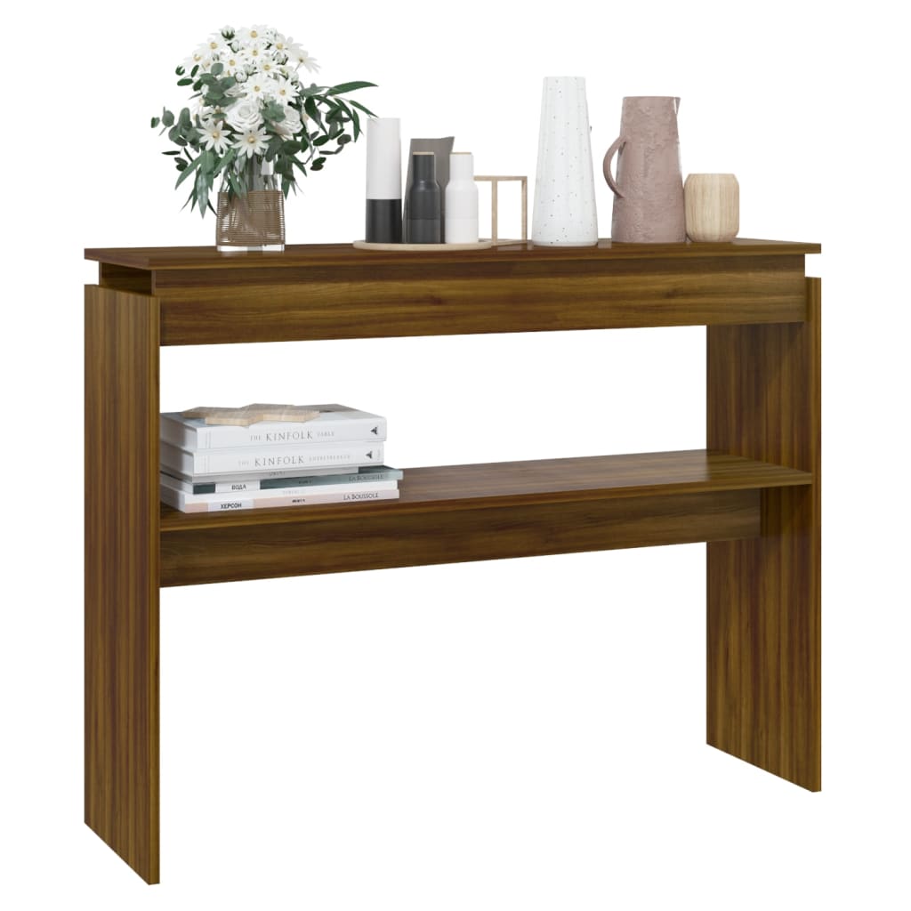 Konzolni stol smeđa boja hrasta 102x30x80 cm konstruirano drvo