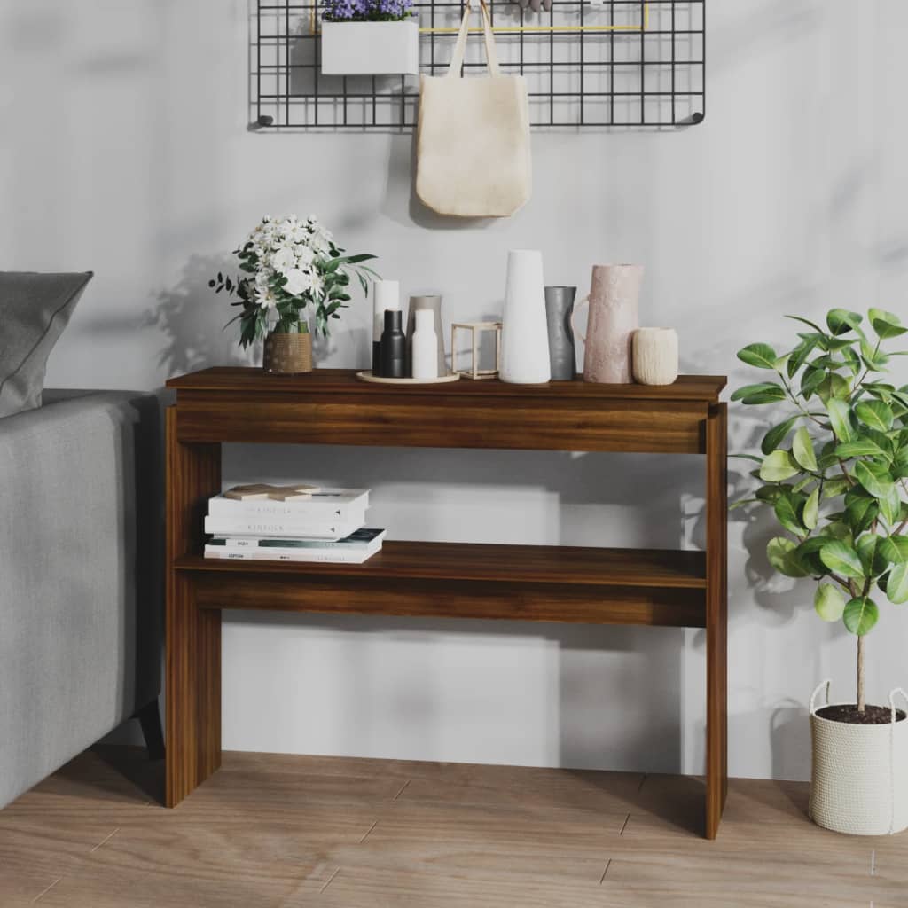 Konzolni stol smeđa boja hrasta 102x30x80 cm konstruirano drvo