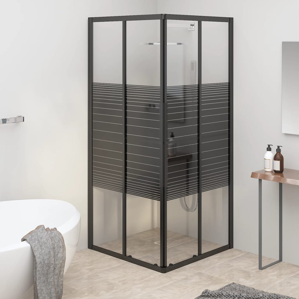 Prugasta tuš-kabina ESG 80 x 80 x 180 cm crna