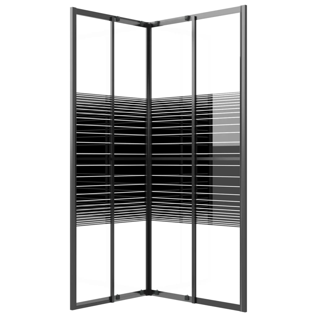 Prugasta tuš-kabina ESG 90 x 70 x 180 cm crna