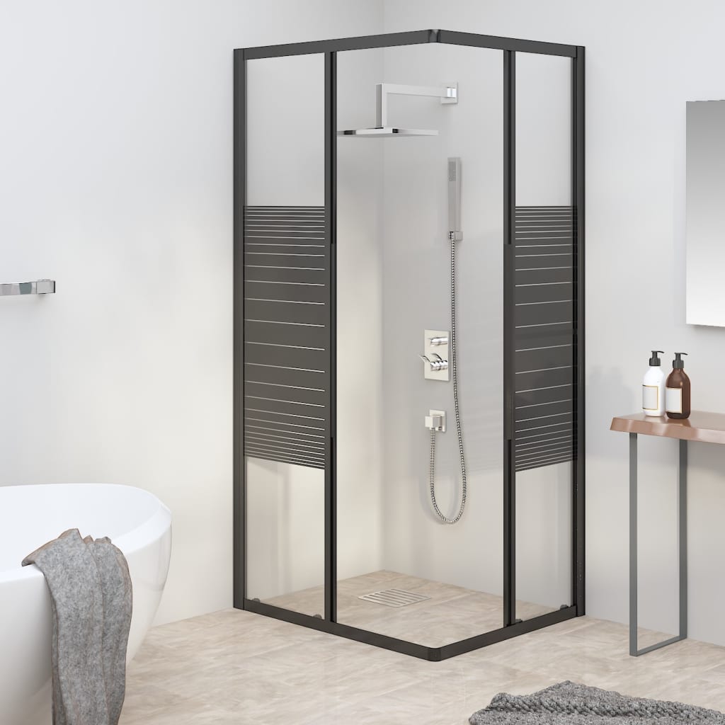 Prugasta tuš-kabina ESG 90 x 70 x 180 cm crna